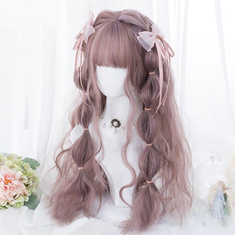 Halloween Long Curly Hair Lolita Wig Women's Synthetic Hair Heat-Resistant Fiber Red Blond Black Blue Pink Wig Cosplay LUPU