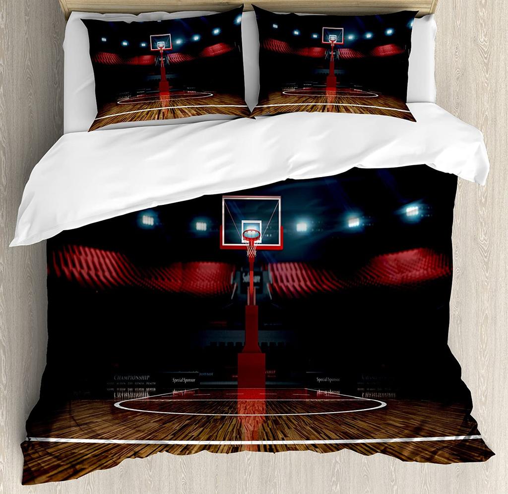 Basketball Bedding Collection For Bedroom Bed Home Basketball Player Silhouette Athlete Competiti Duvet Cover Quilt Cover Pillowcase