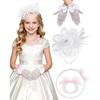 Girls Tea Party Fascinators Hats Lace Gloves Pearl Necklace Set for Wedding 1920s Tea Party Accessories