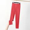 Women's Elastic Waist Leggings Slim Fit Pants High Stretch Solid Rayon Spandex Summer Plus Size Nine Point Casual Bottoms