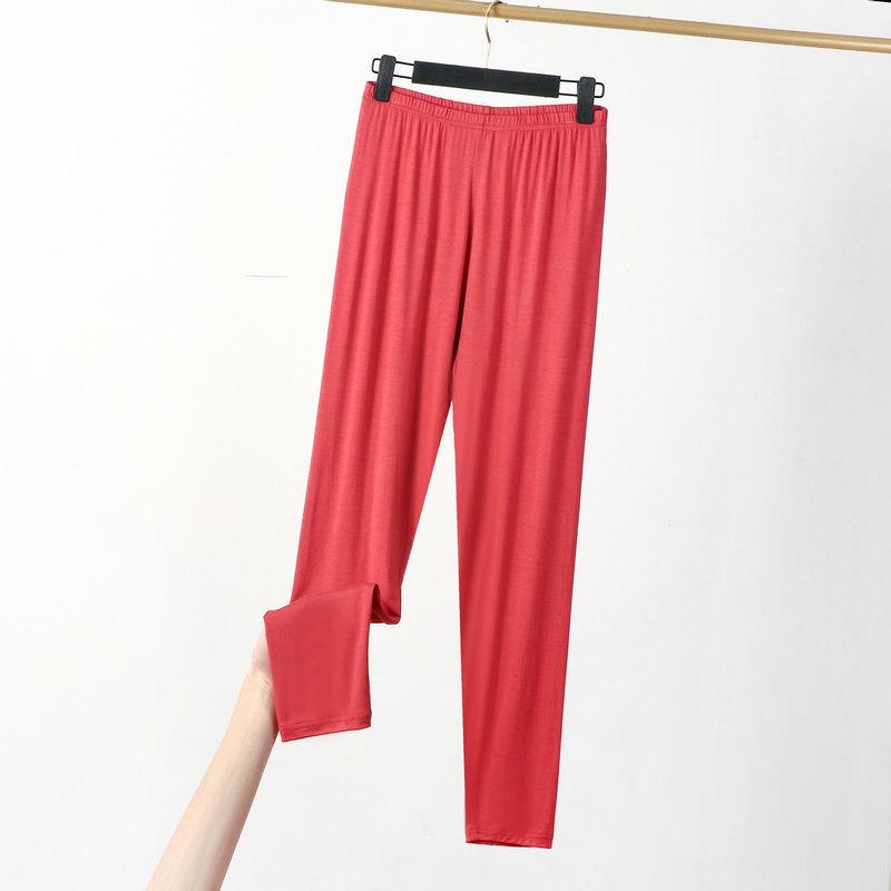 Women's Elastic Waist Leggings Slim Fit Pants High Stretch Solid Rayon Spandex Summer Plus Size Nine Point Casual Bottoms