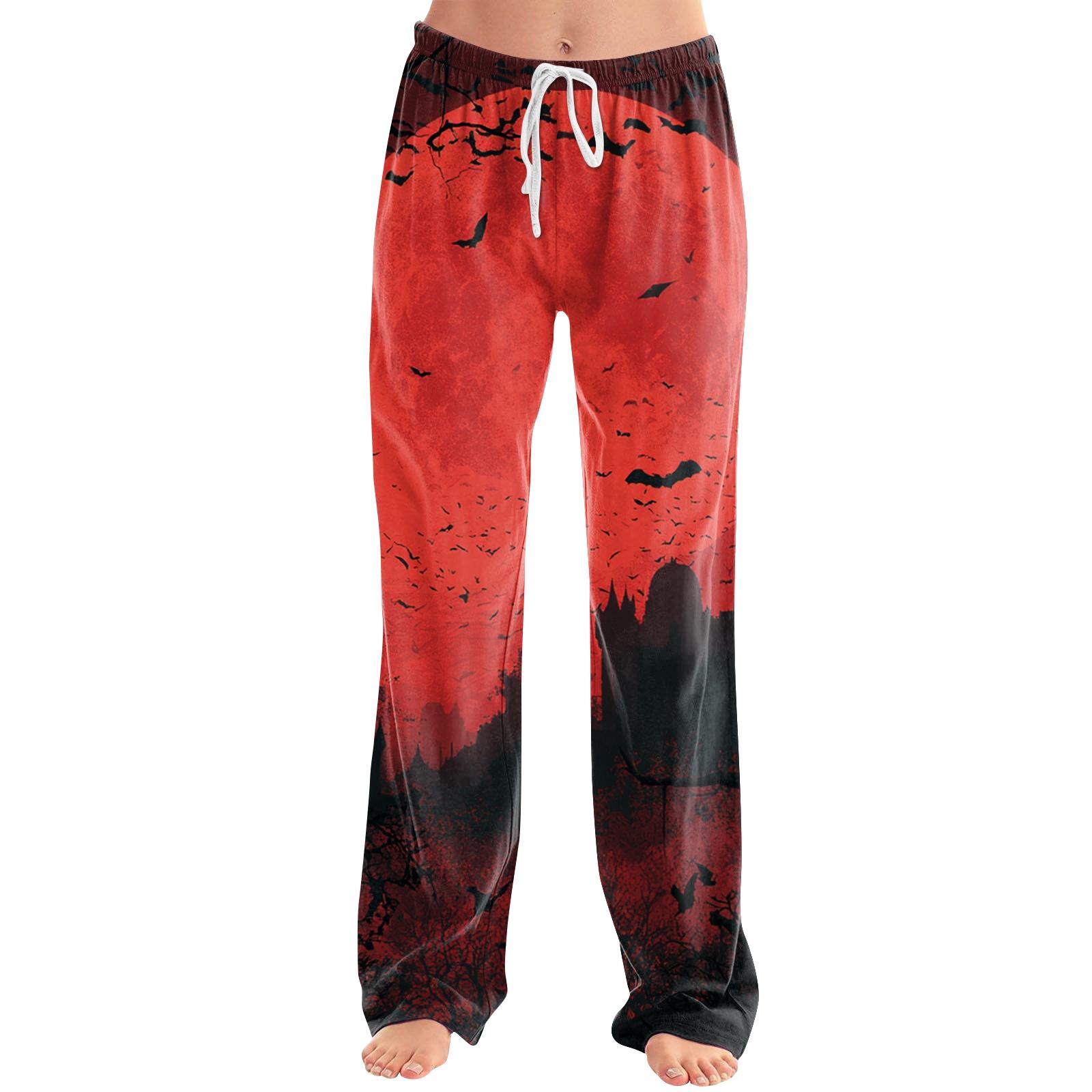 Women s Loose Fit Halloween Pajama Pants with Fun Print for Cozy Sleep M