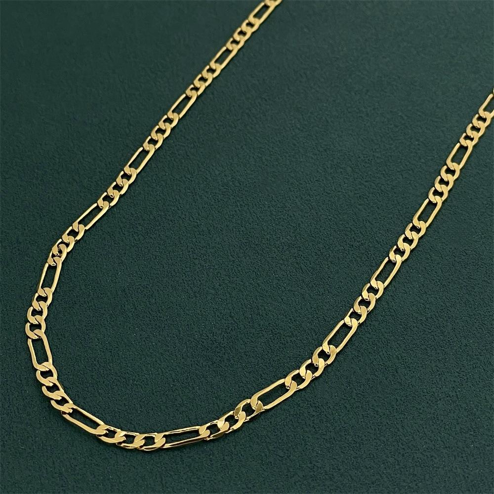 Gold Color Width 4mm Italian Craft Handmade Necklace For Both Women And Man Chain