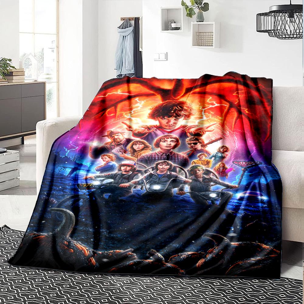 1pc Stranger Things Adventure flannel Blanket for Super Soft Cute Comfort Blanket for Travel Bedding Couch Sofa Blanket Y82527