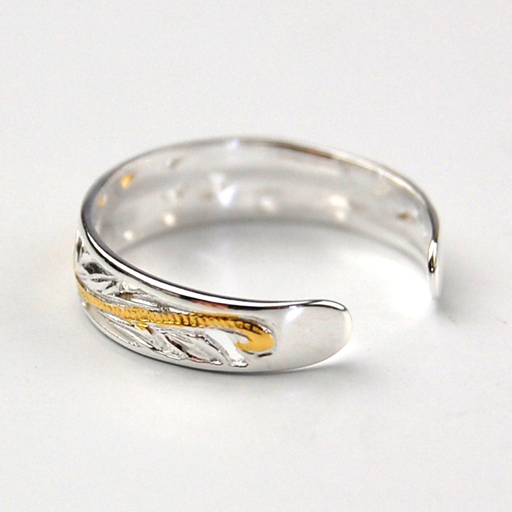 [BreezyIsland] Hawaiian Jewelry Hawaiian Scroll Toe Ring with Gold Tone Openwork, 6mm Wide
