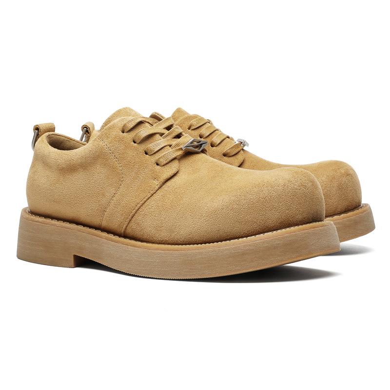 

58028 Туфли дерби мужские весенне-летние новые туфли с большой головой Микки, на платформе, на низком каблуке, короткие ботинки, модная кожаная обувь 44-Male code жёлтый