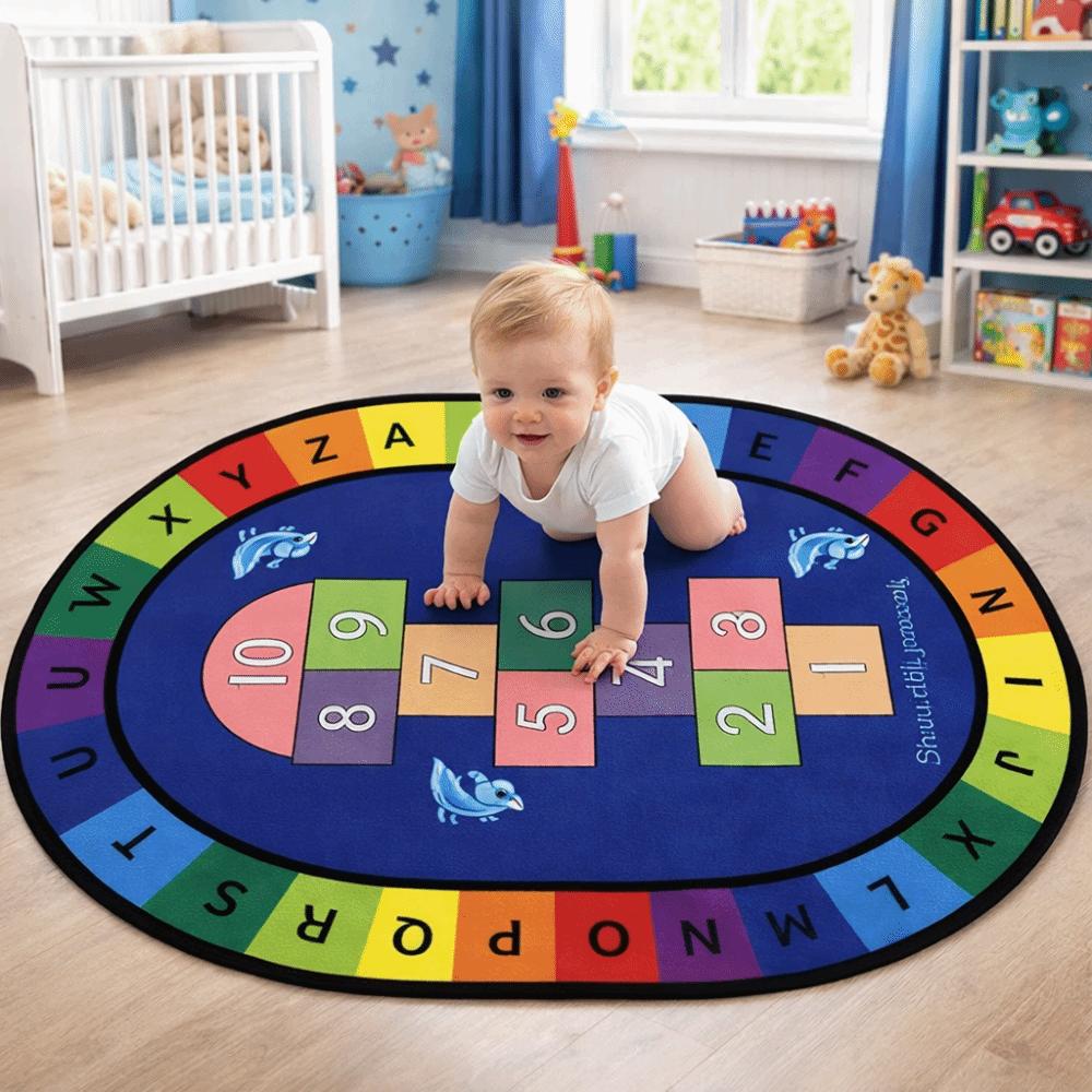 Animal Number Educational Carpet Cartoon Pattern Play Mat Kids Education Hopscotch Carpet  Bedroom