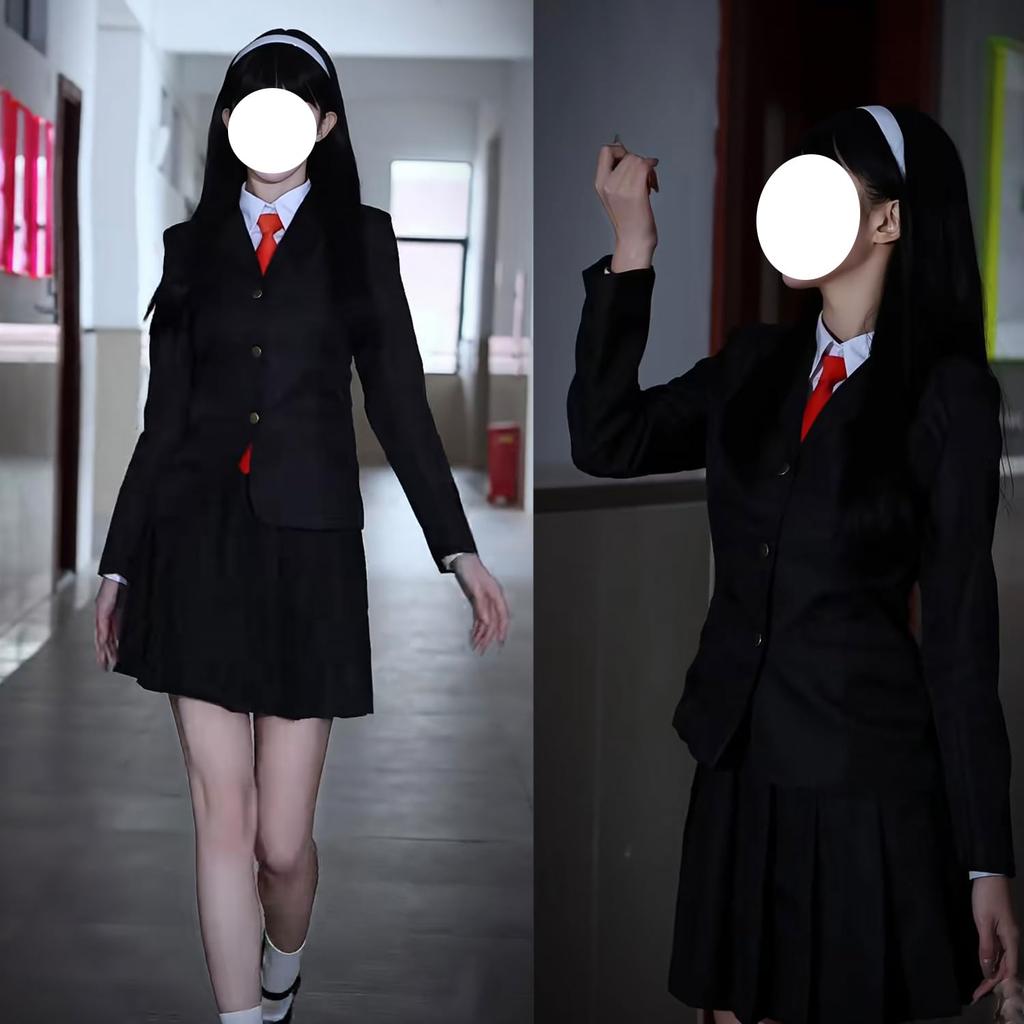 AOTYP High School Girl Includes and Perfect for Anime and Size S Uniform, 6-Piece Set, Headband, Blazer, Skirt, Graduation, Costumes, Halloween,