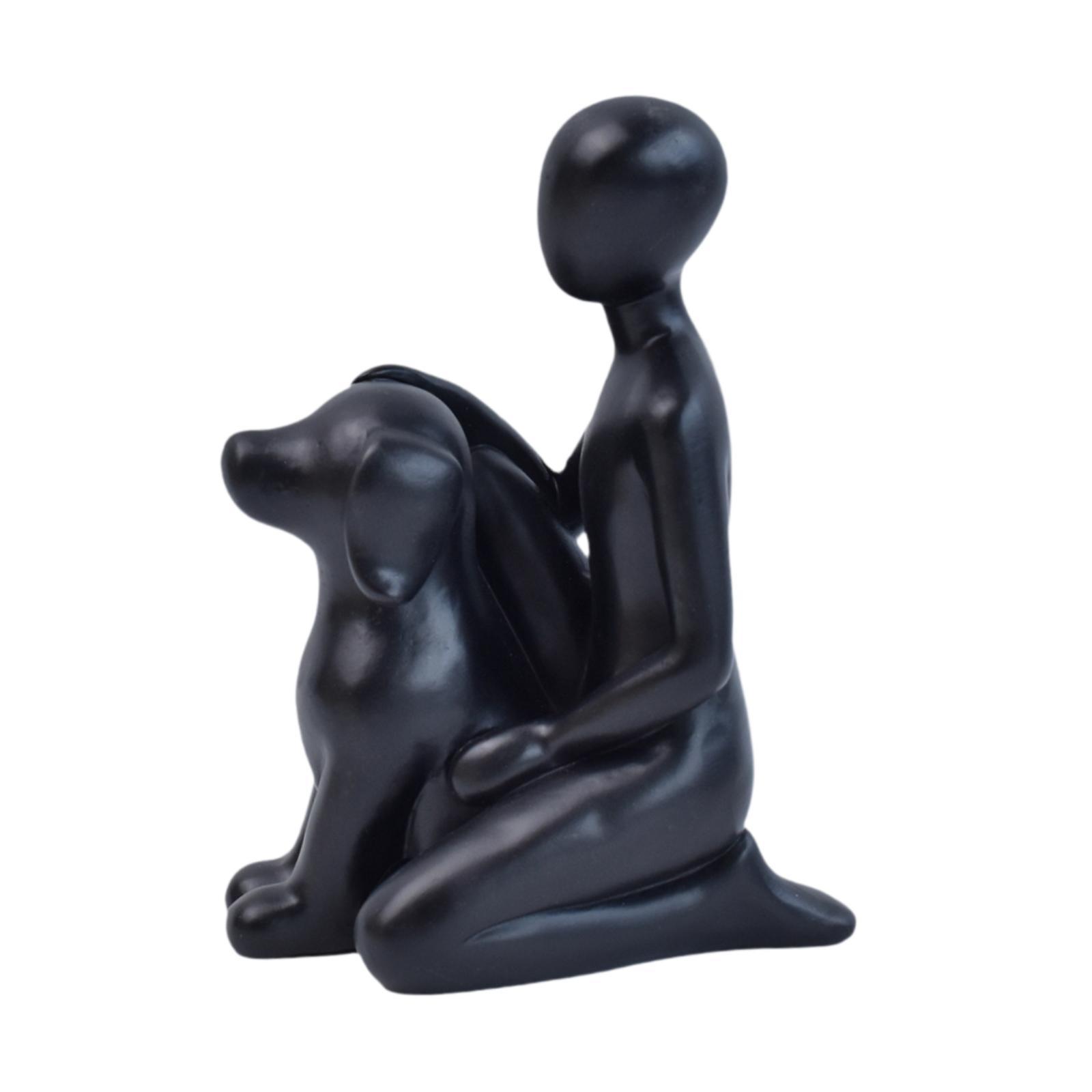 

Resin Man & Dog Family Figurine Desktop Decoration 10x6.5x13.3cm
