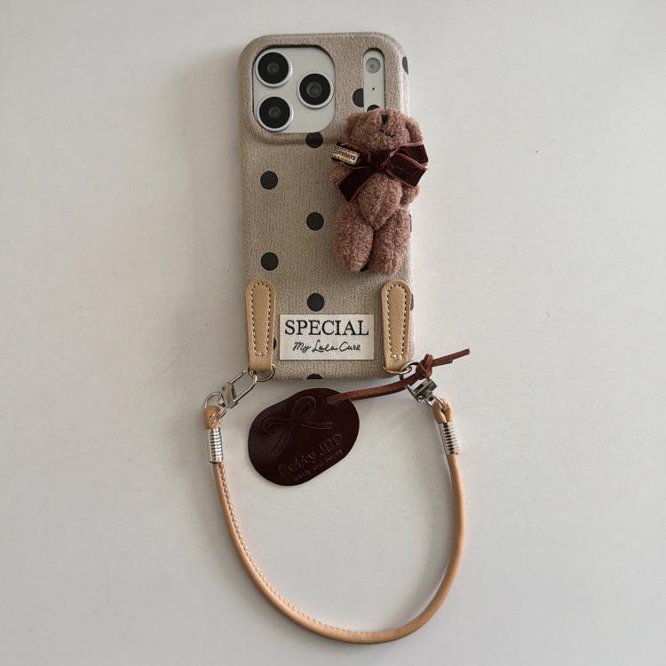 

Korean Aesthetic Polka Dot 3D Bear Case for Apple iPhone 16/15/17 Pro Max 16