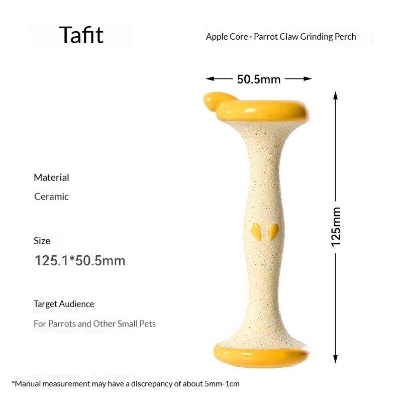 Cute Apple Core Ceramic Bird Perch Functional Nail Trim Climbing Stick Wear-resistant Chew Toy Decor For Parakeet Lovebird Cage