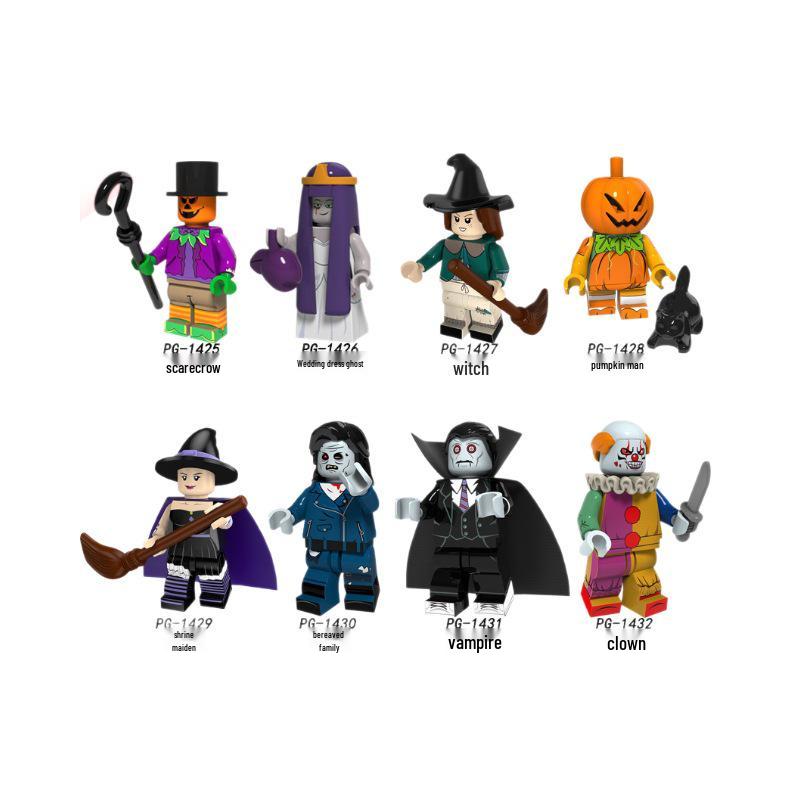 Halloween Pumpkin Zombie Minifigure Building Blocks Toy Set KF6175 6176 PG8171 PG8174.