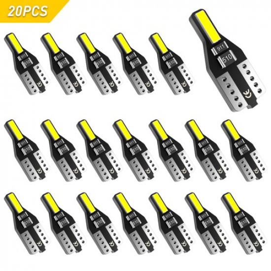 AUXITO License Plate T10 Light Bulb 6000K Super 168 2825 Bright White 194 20PCS