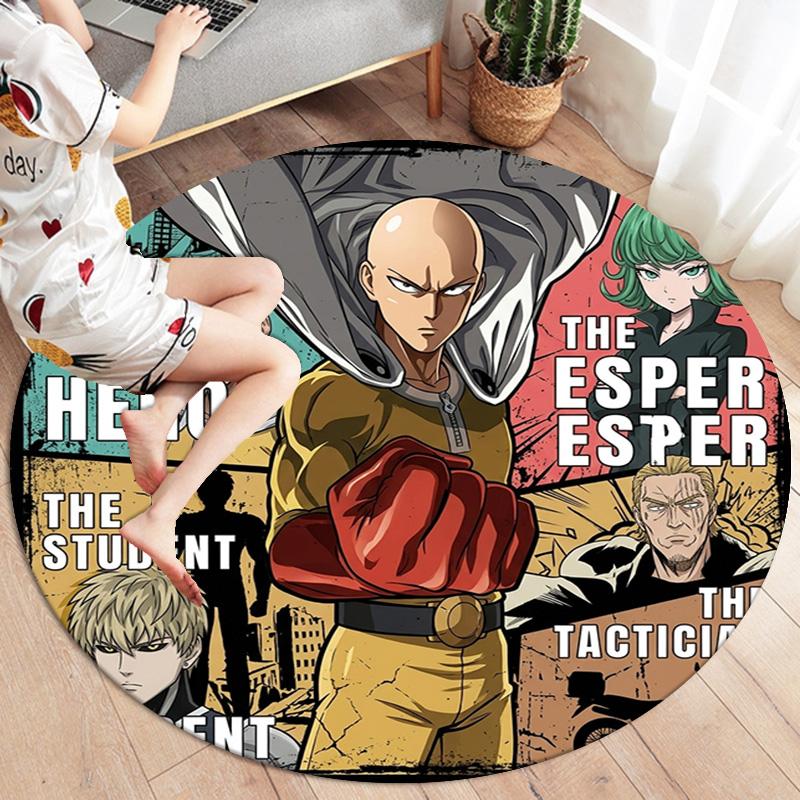 Onepunch Man Round Area Rug Carpet Rug For Living Room Bedroom Sofa Playroom Decor Nonslip Floor Mat