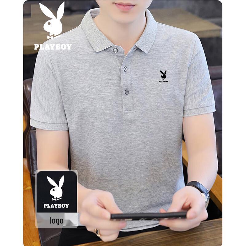 PLAYBOY Men s Short Sleeve Business Casual Polo Shirt M