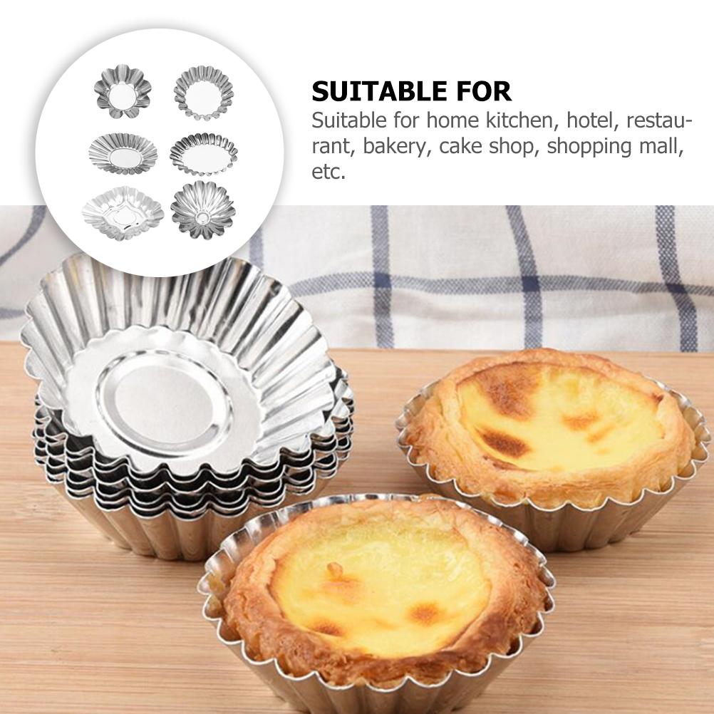 6 Pcs Stainless Steel Egg Tart Mold Baking Molds Convenient Jelly Household Multi-function Pudding Cupcake Mini