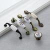 White Ceramic Pastoral Wardrobe and Cabinet Door Handle - Black Single Hole