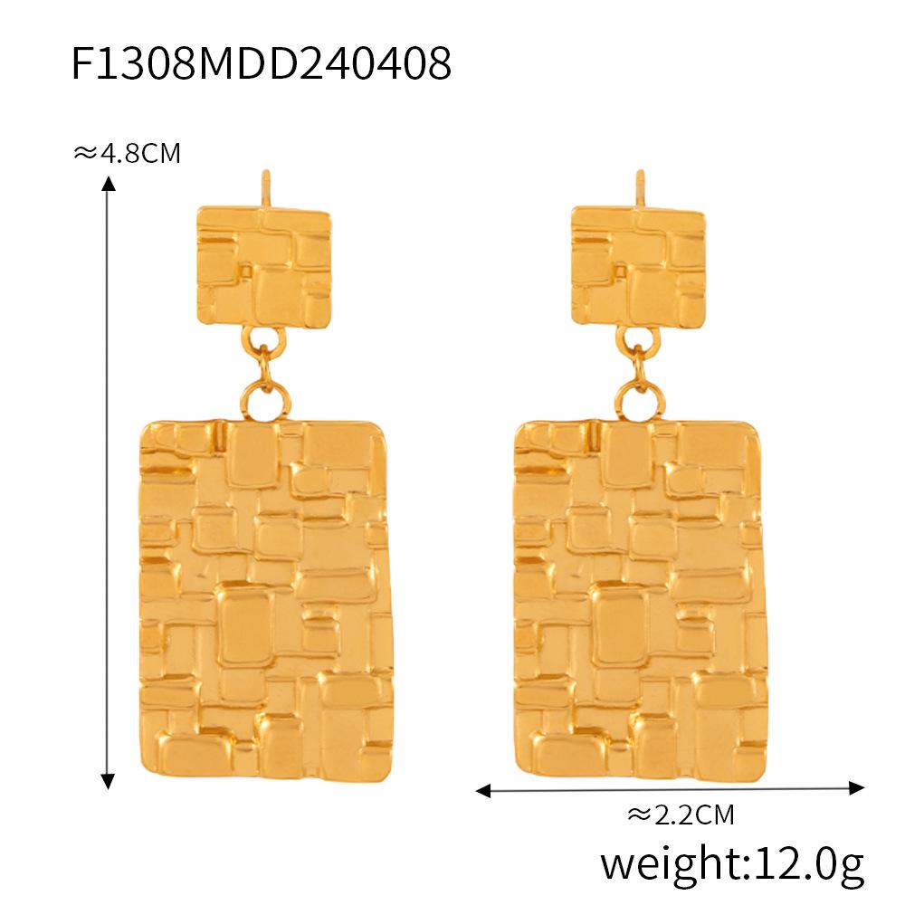Ensemble de Boucles d'Oreilles Géométriques en Acier Titane Plaqué Or 18 carats avec Imitation Perle