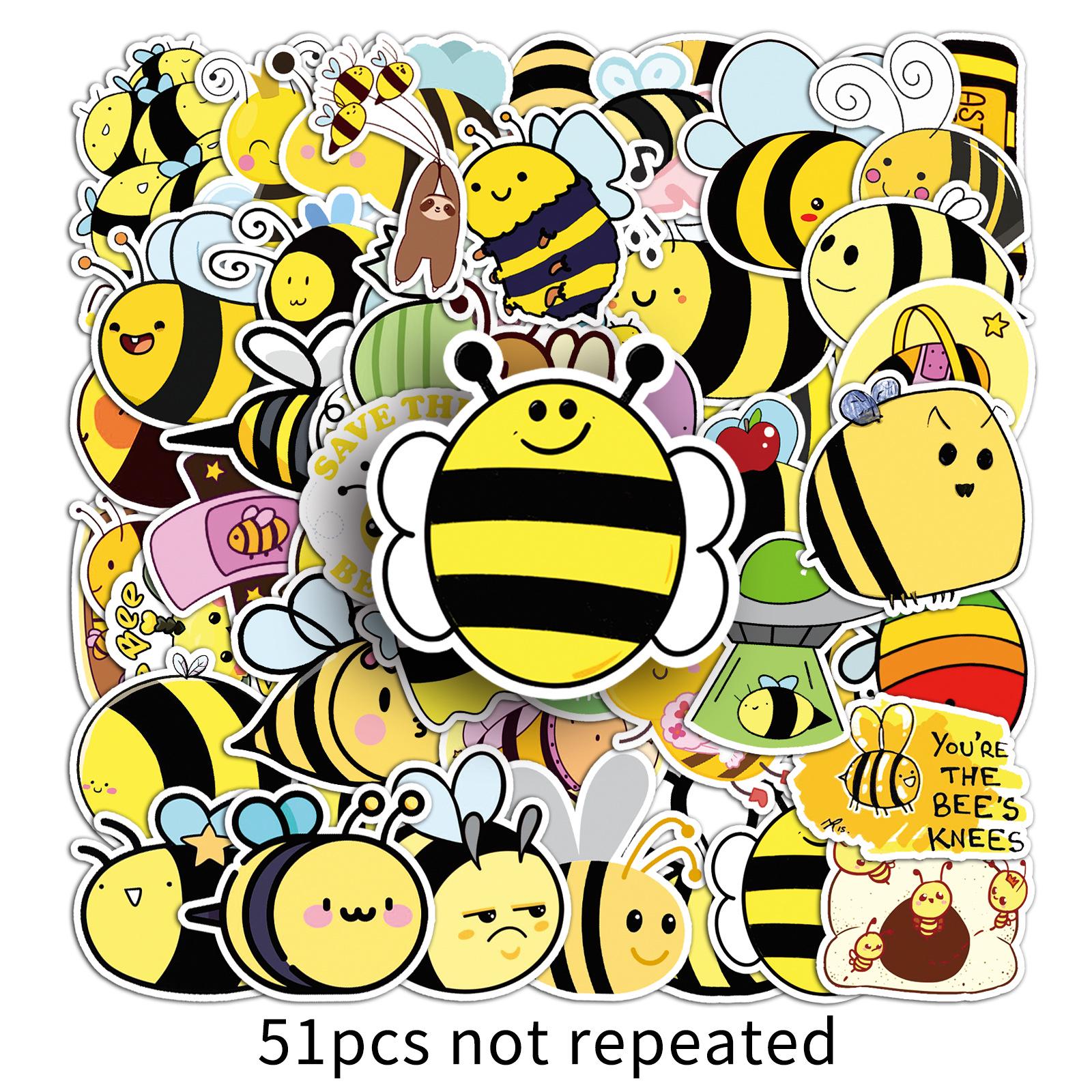 Non-Repeating Cartoon Bee Stickers for DIY Projects and Kids