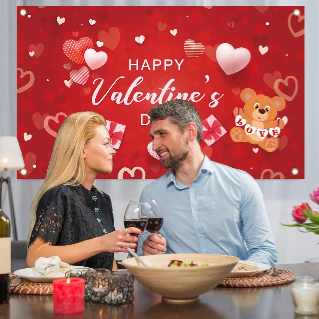 Valentine's Day Banner Background Fabric  Decoration Shooting Background Hanging Fabric 1pc