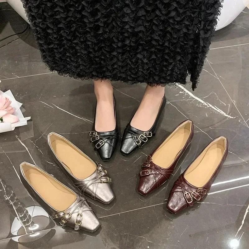 Fashion French Style High-End Feel Cross Strap Mary Jane Flats Women's Shoes 2025 Spring New Style Versatile Bean Shoes For Adults