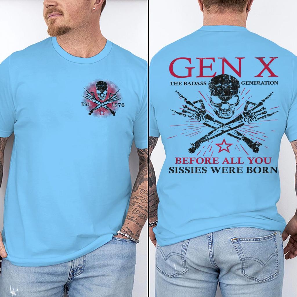 Est 1976 Vintage Gen X Magliette Grafiche Unisex Unisex Divertenti Stampa Generazione X Top Manica Corta Girocollo Maschile Streetwear