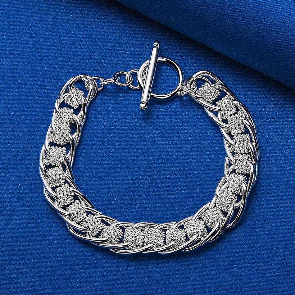 925 Sterling Silver 8-inch Exquisite Round Mesh Bracelet, Fashionable Women's Party Jewelry, Wedding Accessories