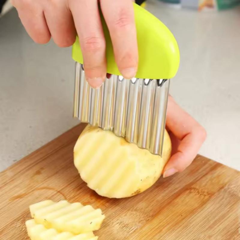 Potato Cutter Chip French Fry Maker Stainless Steel Wavy Knife French Frie Chopper Knife Chopper French Fry Kitchen Gadget Tools