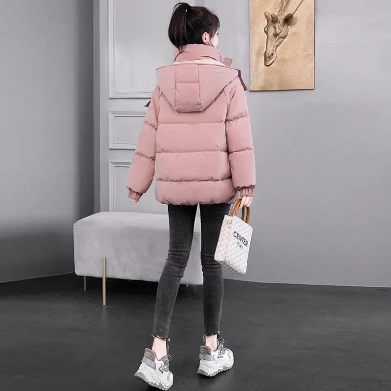 Damen Winter Koreanische Version der Einfachen Stehkragen Baumwolljacke Verdickte Kurze Sektion Sport Wind Brot Kleidung