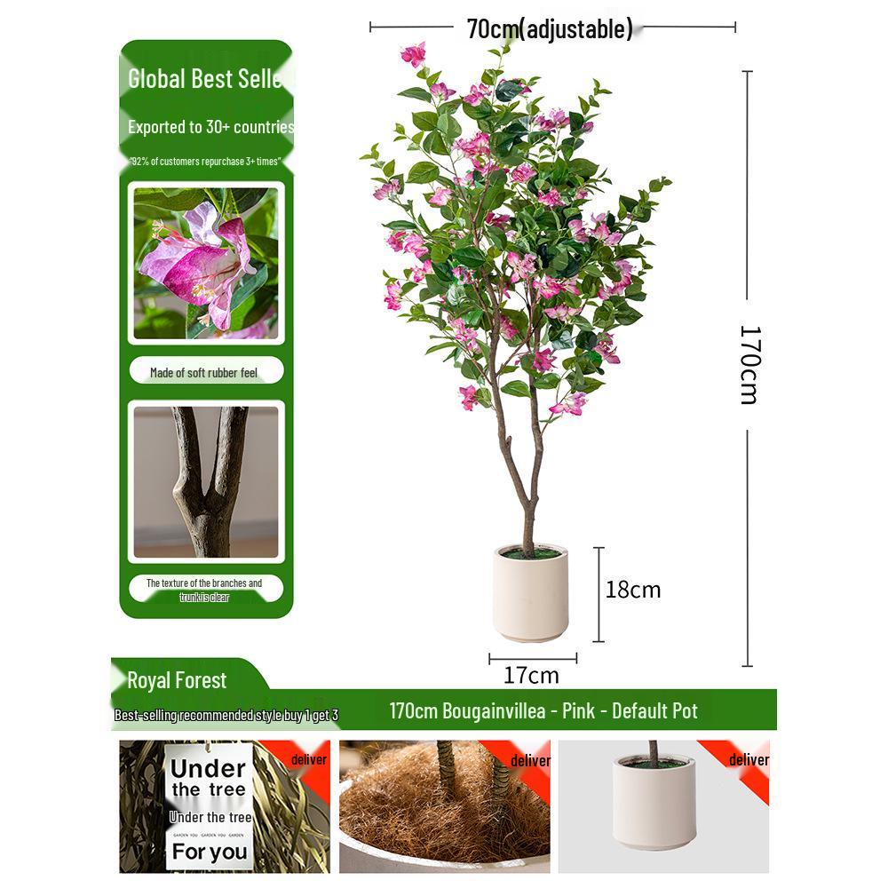 Large Artificial Bougainvillea Tree for Indoor Decoration - Potted Fake Cherry Blossom Plant Ornament