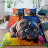 Roztomilý a kriminální potisk psa a kočky Povlak na přikrývku Měkký a pohodlný Povlak na peřinu Povlak na polštář Ložní souprava Dětský dárek 3 kusy
