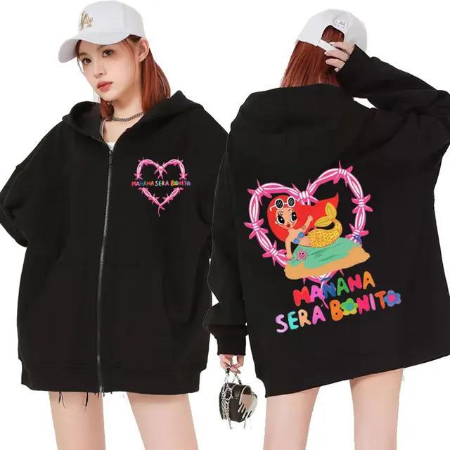 Carol G Album Heart Manana Sera Bonit Zip Hoodie Men'S And Women'S Kawaii Sweater