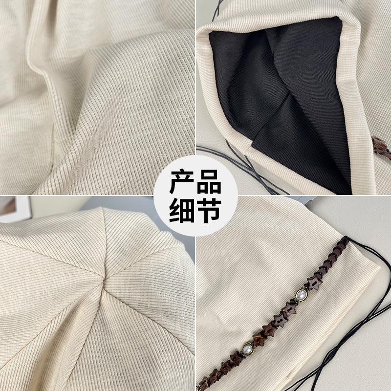 Retro Pentagram Fringed Bag Head Hat Women'S Autumn Thin Breathable Niche Versatile Loose Face Small Pile Hat