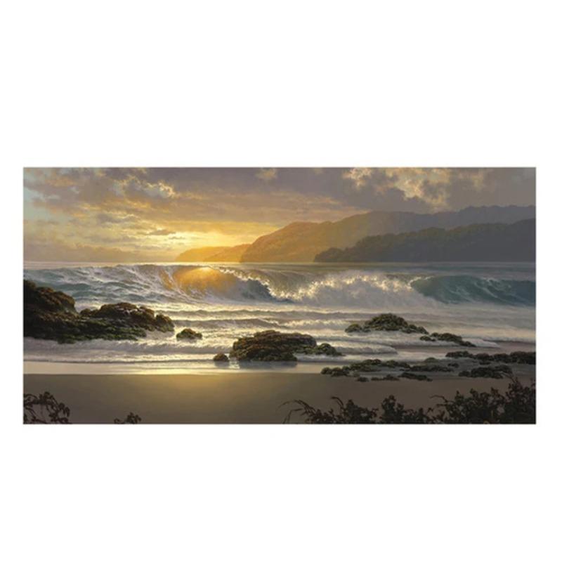 Sunset Beach Landscape Wall Art Canvas Painting Scandinavian Poster and Print Sea Wave Seascape Wall Picture Home Decor Cuadros