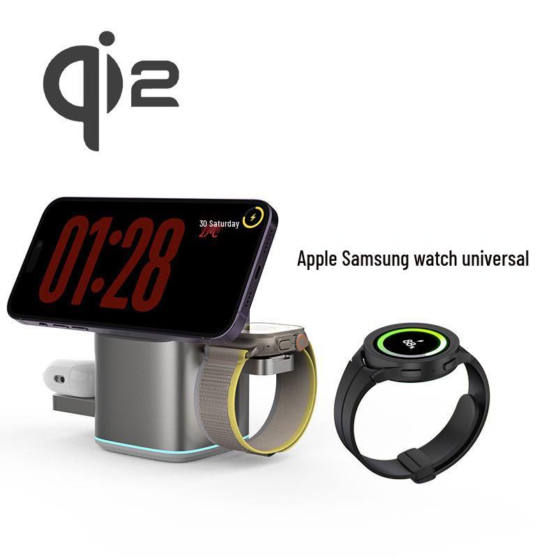 Qi2 Certified 3-in-1 MagSafe Wireless Charger for Apple & Samsung Phones & Watches