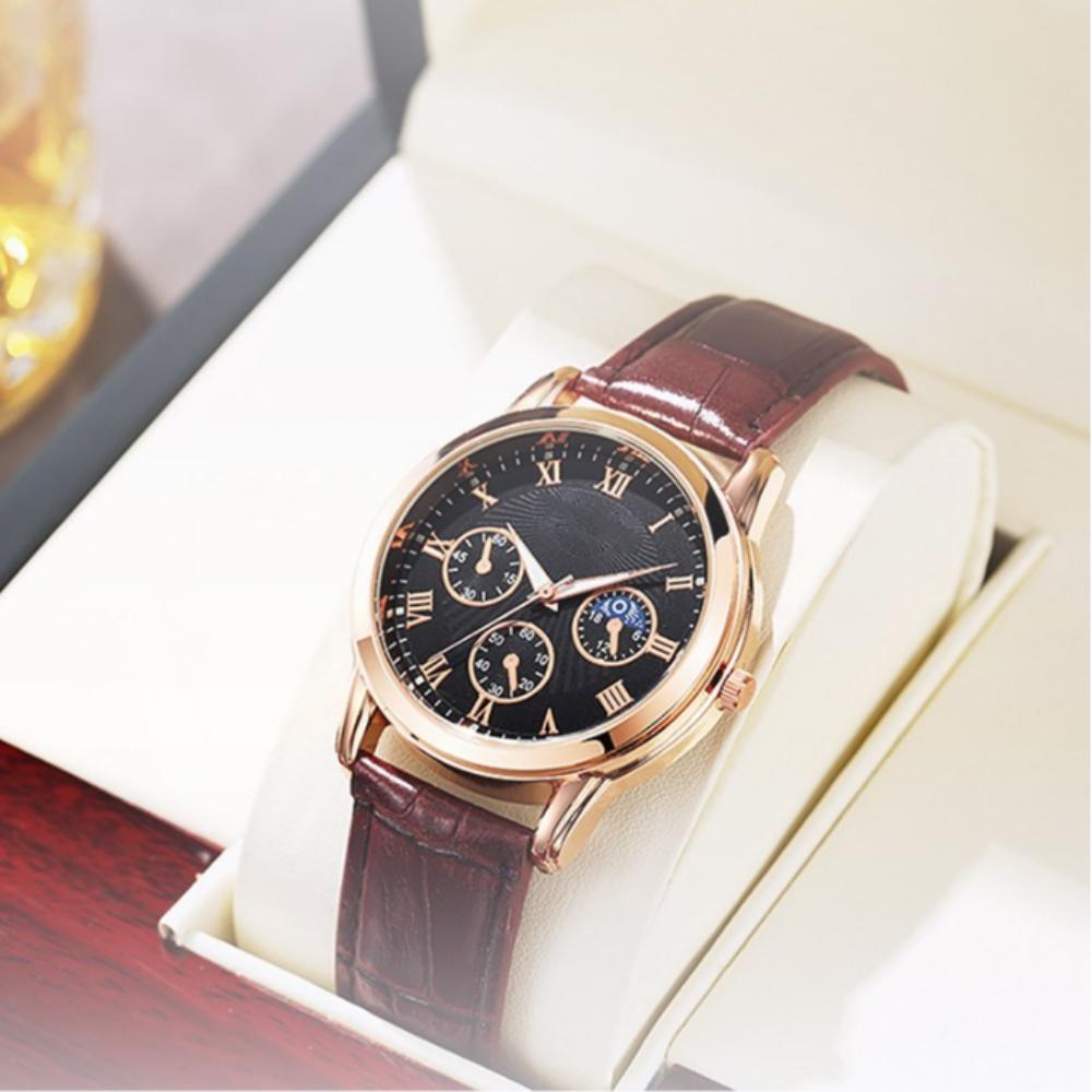 Premium Leather Band Men s Watch + Case Included