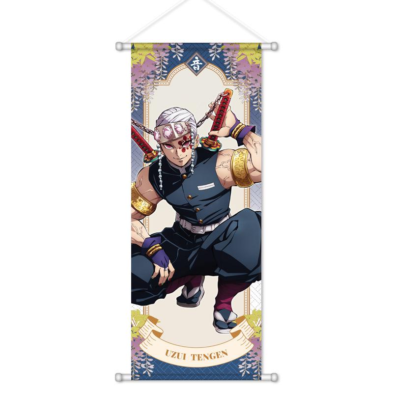 Wall Scroll Poster Tapestry Kamado Tanjiro Nezuko Kamado Giyu Tomioka Mitsuri Kanroji Anime Hanging Printing