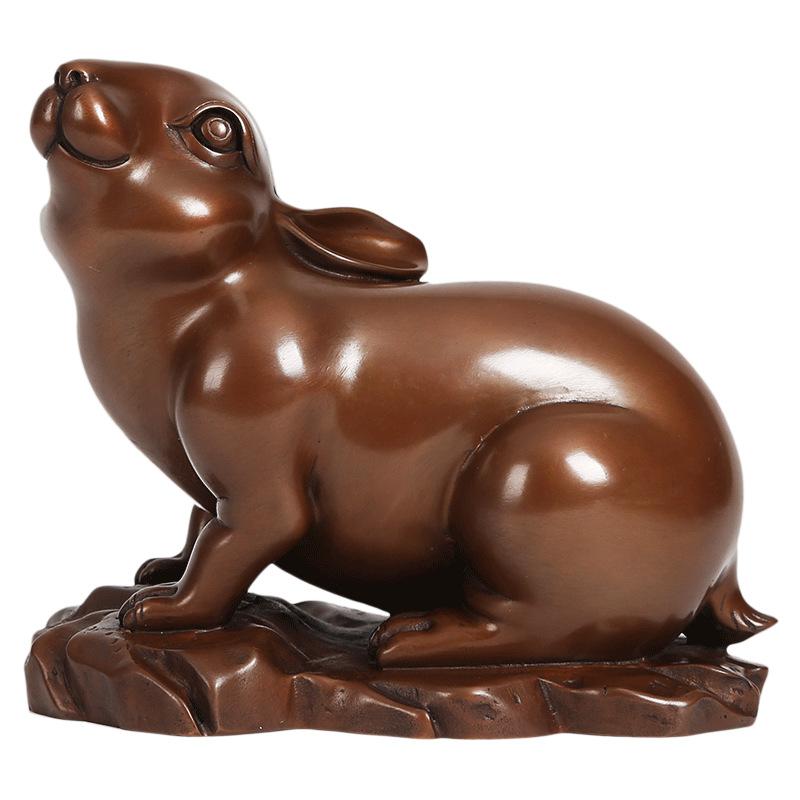 Kızıl Bakır Çin Zodyak İşareti Tavşan Ofis El Sanatları Oturma Odası Ev Dekorasyonu