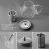 VKCHEF Teapot, Heat-Resistant Glass Kyusu (Kyusu), Transparent, 1000ml Large Capacity, Stainless Steel, with Tea Strainer, Suitable for Direct Heat,