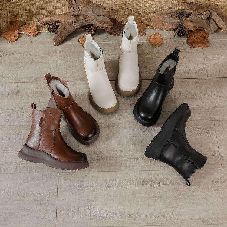 Women's Large Size Thickened Winter Warm Fur One Snow Boots Thickened Lining Ankle Boots Non-slip Hiking Sports Cotton Shoes