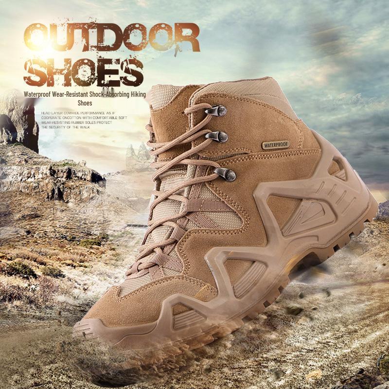 US Army Desert Waterproof Anti-Stab Combat Boots - Non-Slip Tactical Hiking & Mountaineering Shoes for Spring & Autumn