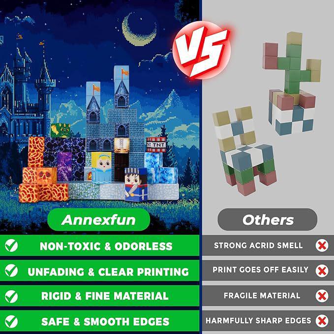 Blue Castle Magnetic Cube Building Blocks - 3D Educational Montessori Toy
