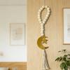 Ramadans Wood Beaded Garlands Acrylic Moon Pendant Wall Hanging Ornament with Tassels For Islamic Festives Home Decorations