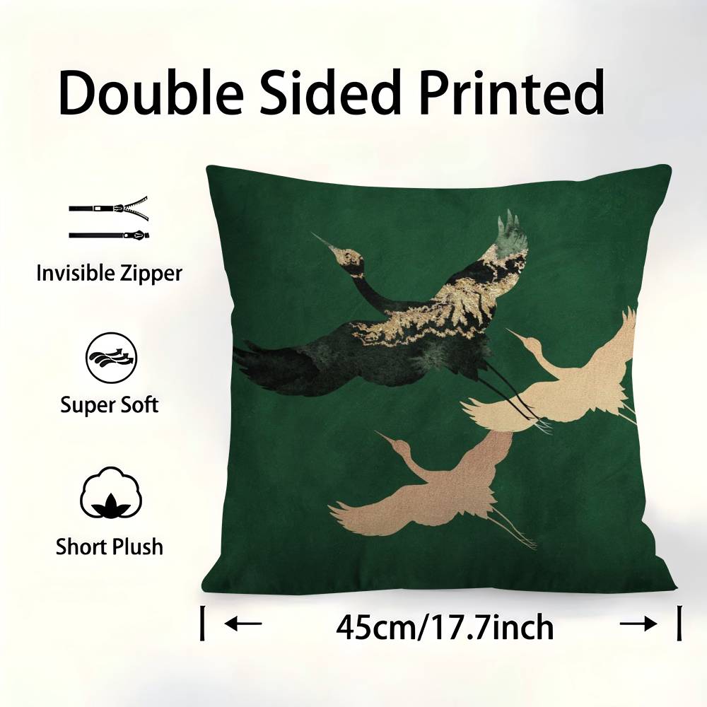 Sage Green Cranes Cushion Cover Pillowcase Upholstery Sofa Throw Pillow Home Decor Pillowcas