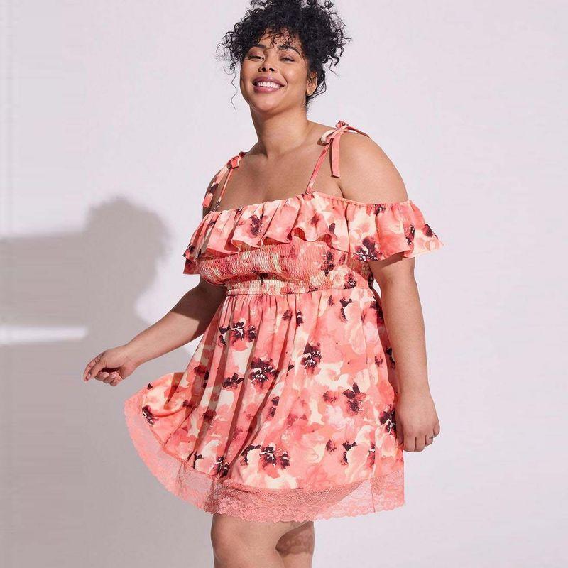 

New Plus Size Women s Fat Sling Tube Top off-the-Shoulder Waist Fitted Figure Flattering Floral Black Dress Short Skirt Vacation Summer Orange Red 6