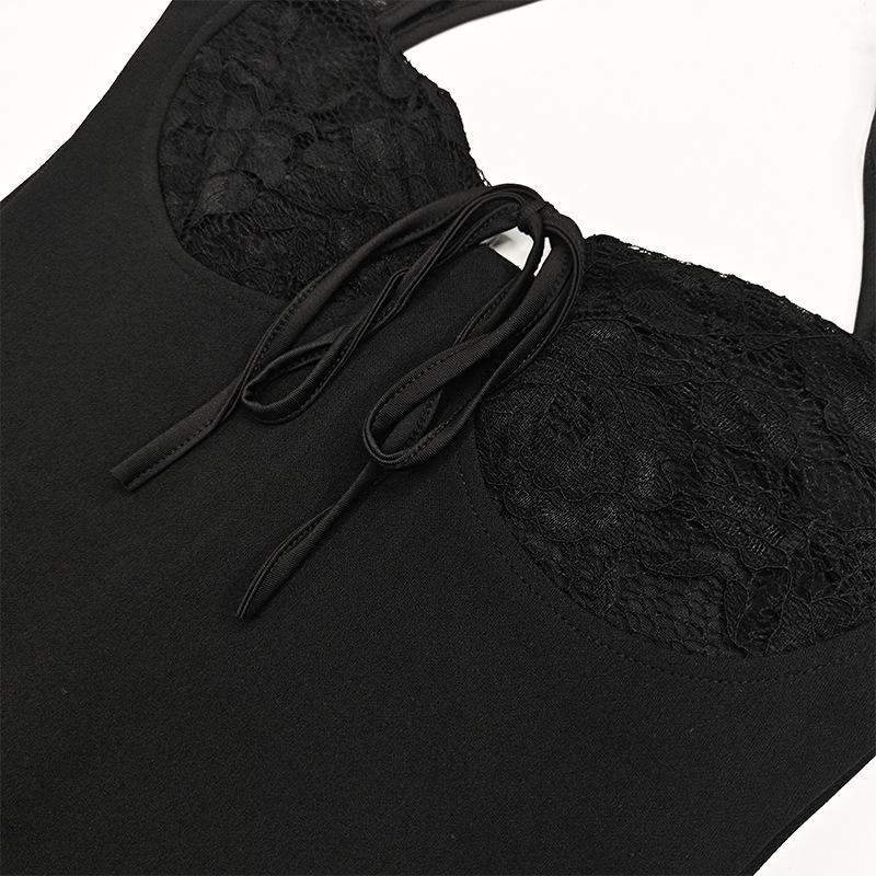 Women's Autumn/winter Lace Splicing Long Sleeve Sexy Slit Slim Dress Dress