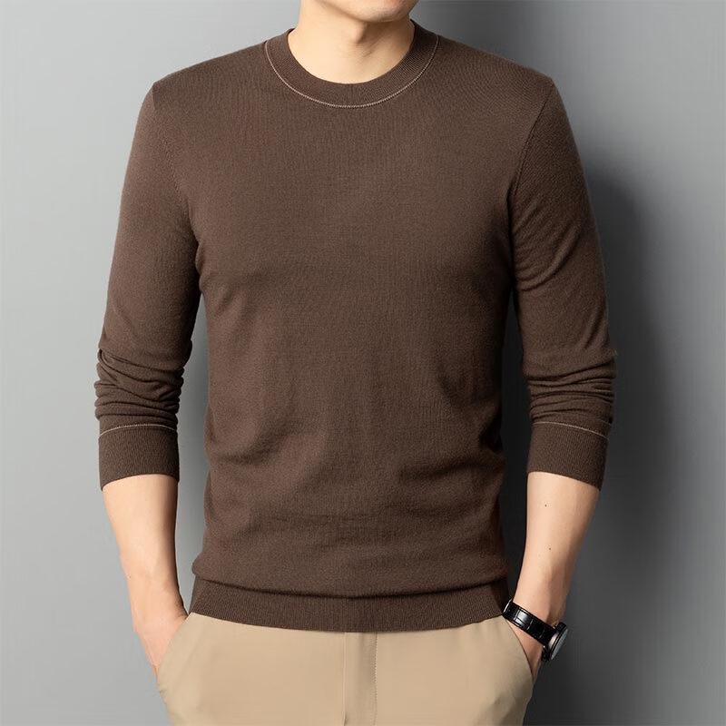 G·TENNA Men's D-HAC3658 100% Wool Crew Neck Pullover Sweater