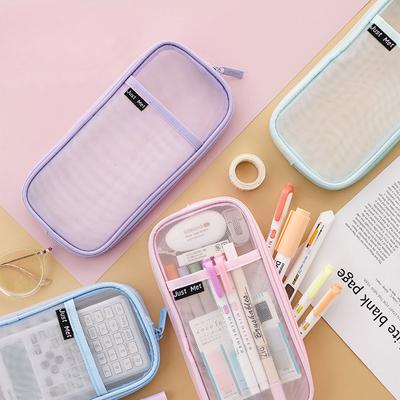 Transparent Pencil Case Waterproof Mesh Large Capacity Pouch Pen Bag Stationery Organizer Bag School Supplies