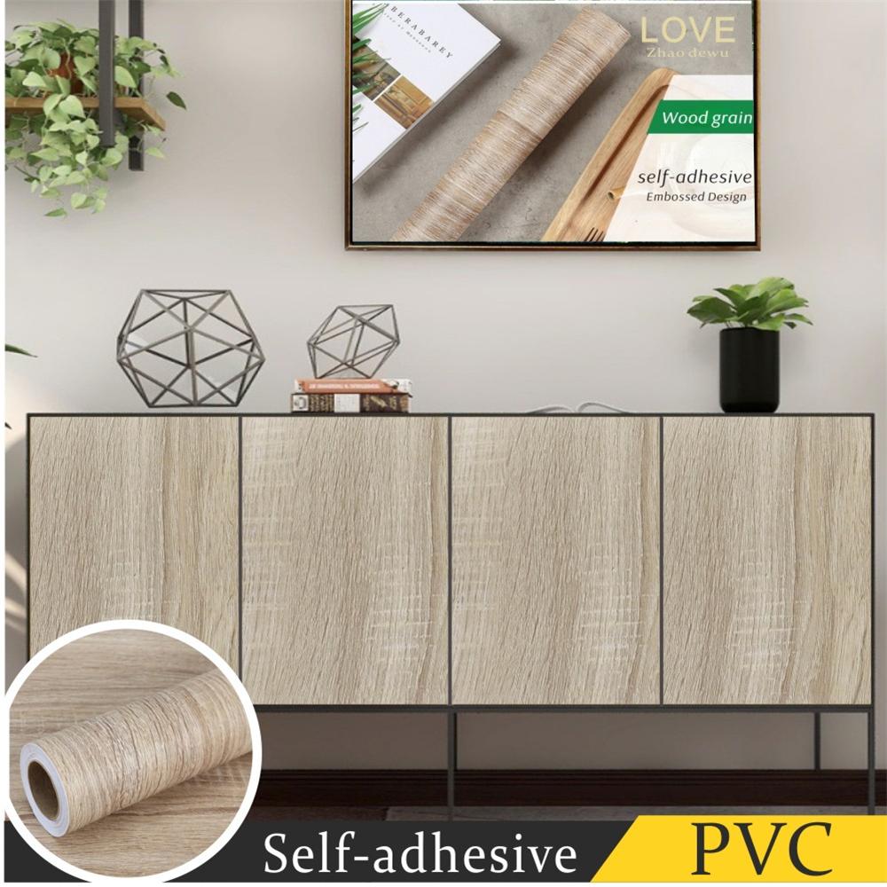 60/80cm Selbstklebende PVC Wasserdichte Holzmaserung Tapetenrollen Küchenaufkleber Möbel Schrank Tisch Wandpapiere Heimdekoration