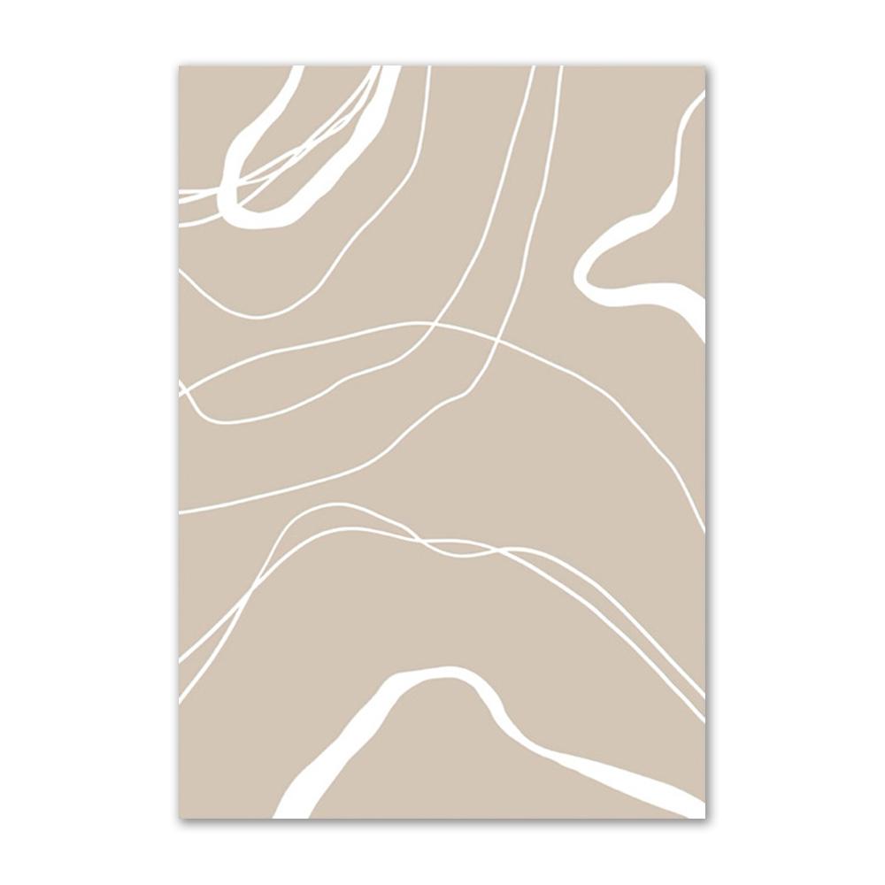 Beige Wall Poster and Prints Natural Scenery Canvas Painting Reed Palm Floral Soft Feather Line Wall Art Picture for Living Room